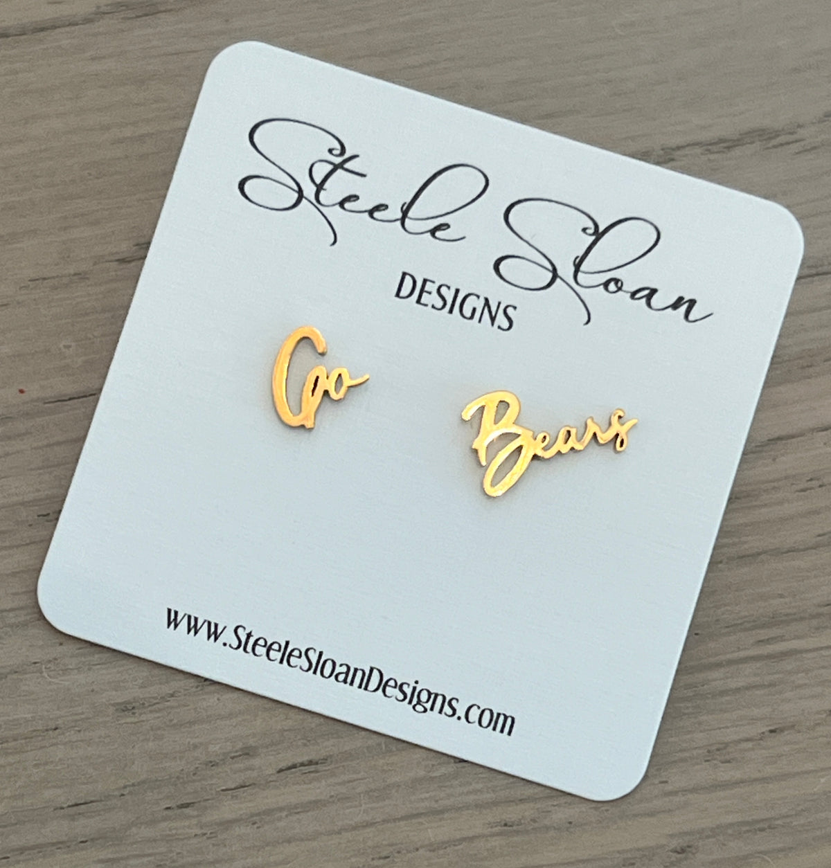 Go Bears Game Day Earrings | Hypoallergenic Gold Studs | Bears Fan Gift
