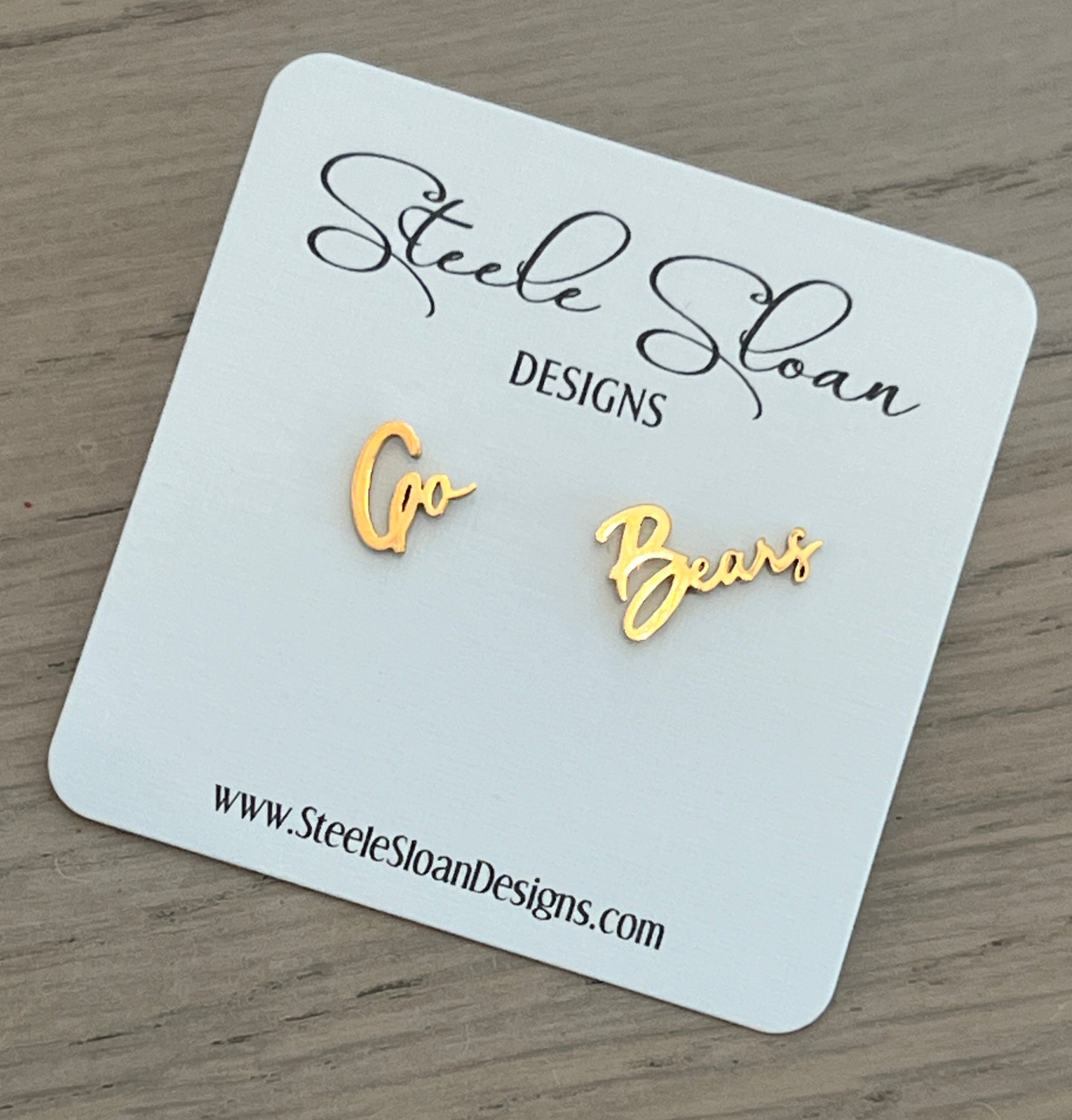 Go Bears Game Day Earrings | Hypoallergenic Gold Studs | Bears Fan Gift
