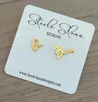 Go Bears Game Day Earrings | Hypoallergenic Gold Studs | Bears Fan Gift