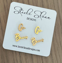 Go Bears Game Day Earrings | Hypoallergenic Gold Studs | Bears Fan Gift