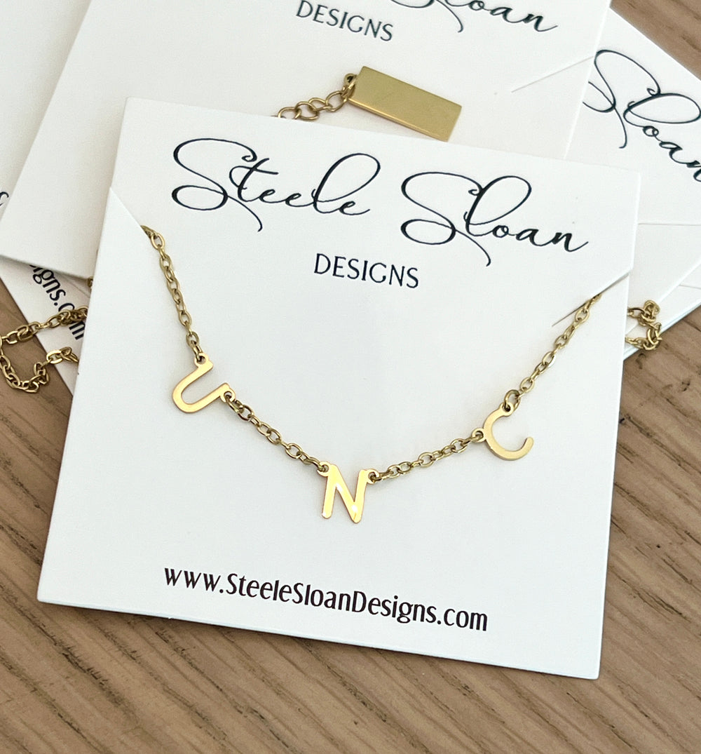 UNC Charm Necklace Gold Dangle LayerTar Heels Necklace Gift