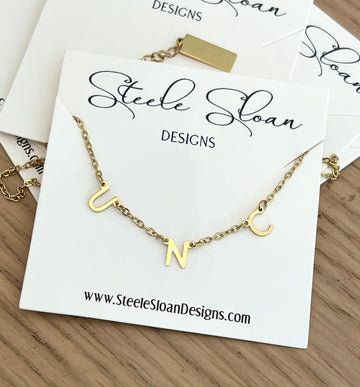 UNC Charm Necklace Gold Dangle LayerTar Heels Necklace Gift