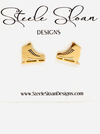 Ice Skater earrings, cute gold earrings, ice skater gift, Figure Skating earrings - Hypoallergenic