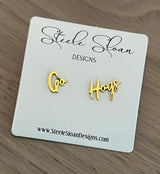 Go Hogs! Cute Arkansas Game Day Gold Stud Earrings Razorback Fans