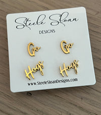 Go Hogs! Cute Arkansas Game Day Gold Stud Earrings Razorback Fans