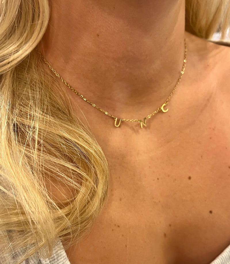 UNC Charm Necklace Gold Dangle LayerTar Heels Necklace Gift