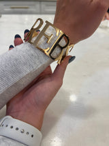 REBS Cuff Bracelet - Gold REBS bracelet - Sizeable - Tarnish Resistant Stainless Steel