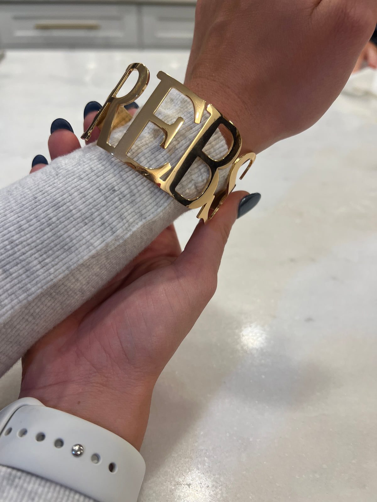 REBS Cuff Bracelet - Gold REBS bracelet - Sizeable - Tarnish Resistant Stainless Steel