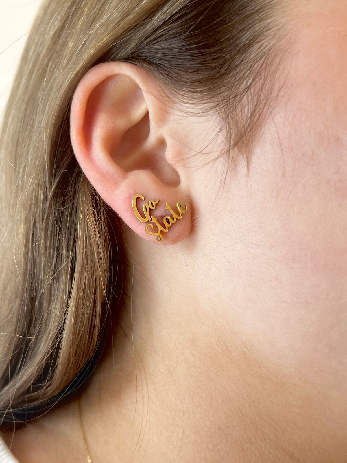 Go STATE Cute Earrings for State Teams State Gameday Hypoallergenic