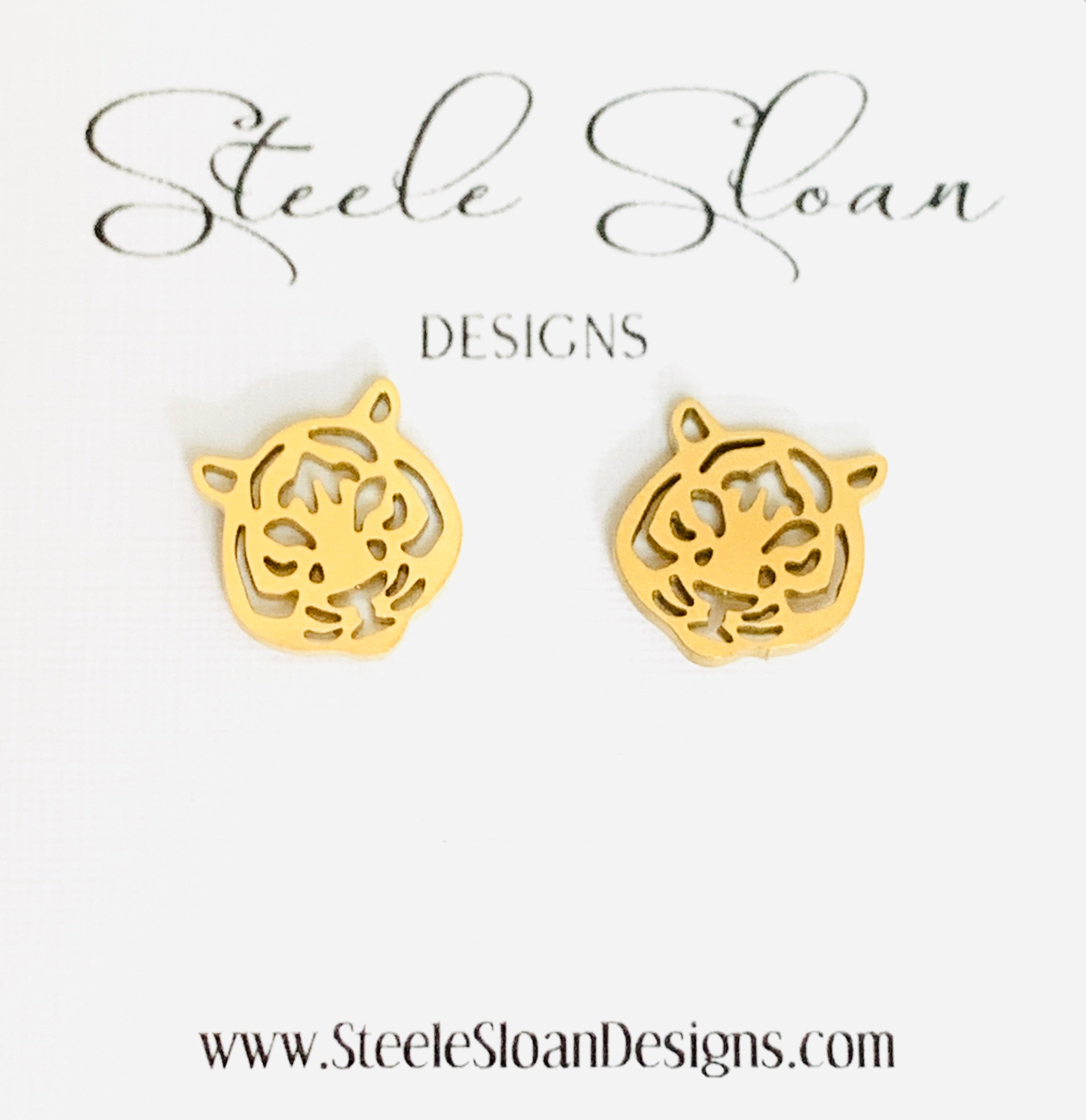 Cute Tiger Earrings - Tigers, Tiger Football Gift, Cute Earrings, Stud Earrings, Hypoallergenic