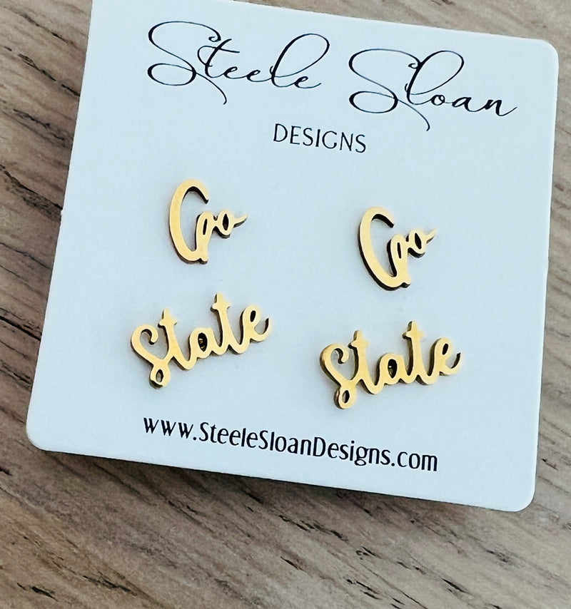 Go STATE Cute Earrings for State Teams State Gameday