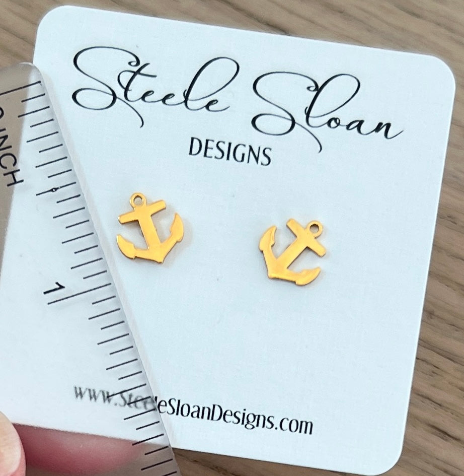Anchor earrings - Gold Hypoallergenic Tarnish Resistant