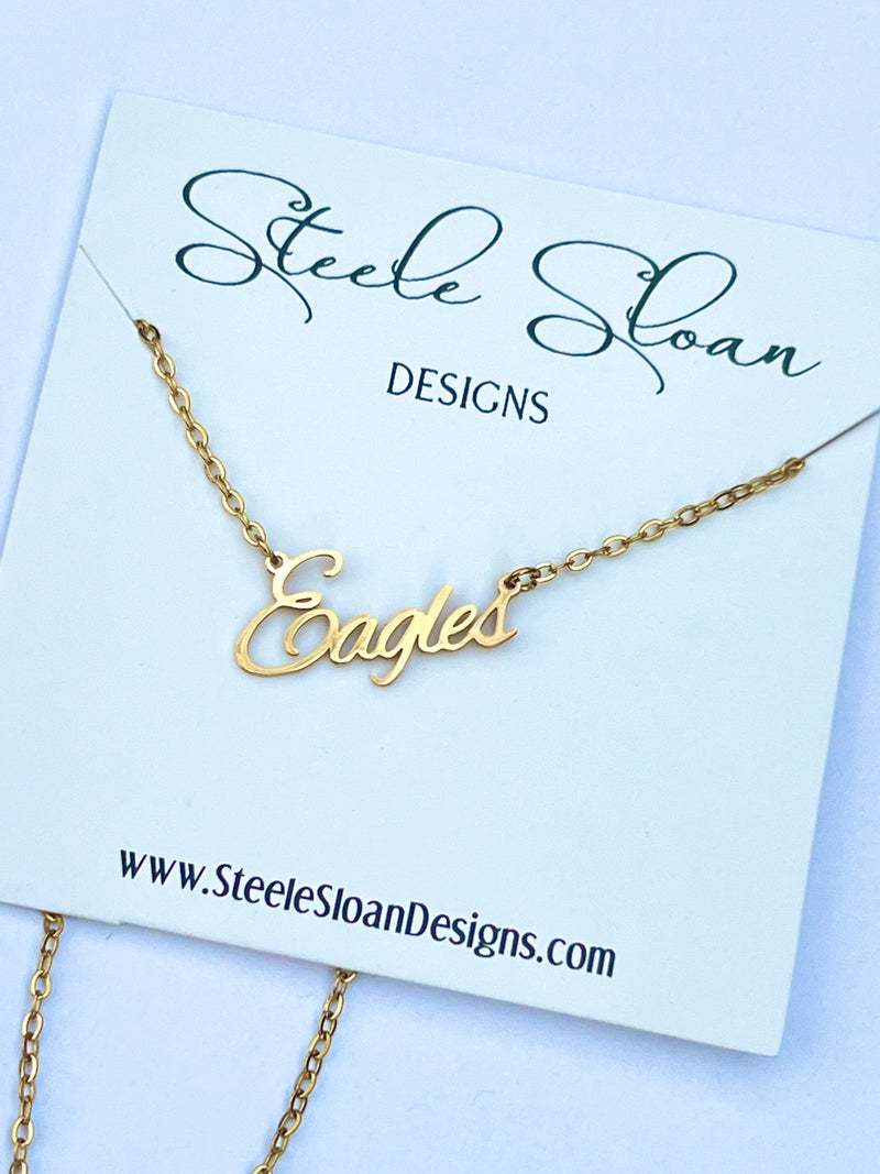 Eagles Name Necklace Eagles Fans Eagles GameDay Necklace Eagles Layer Necklace Tarnish Resistant Stainless Steel Gold or Silver