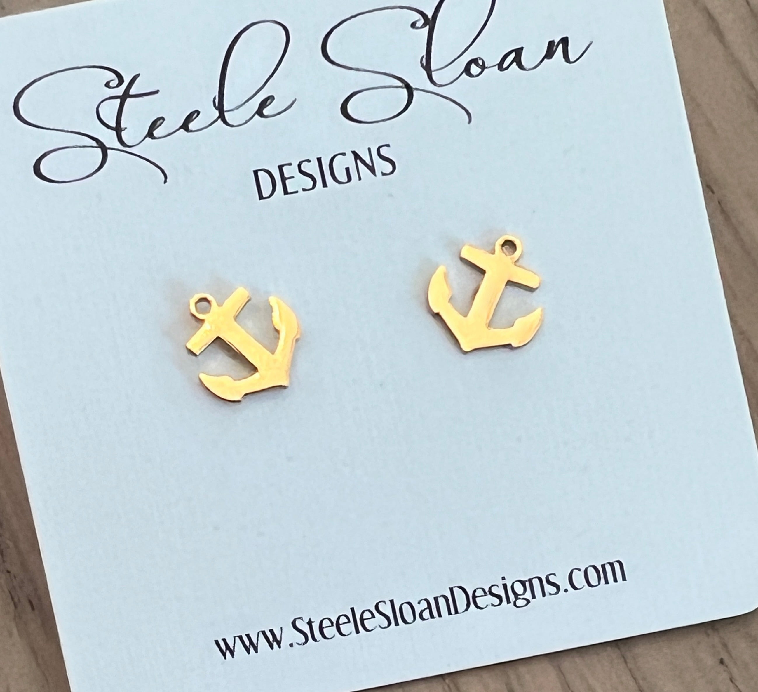 Anchor earrings - Gold Hypoallergenic Tarnish Resistant