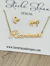 Razorback Gift Set Razorbacks Necklace and Go Hogs Earrings