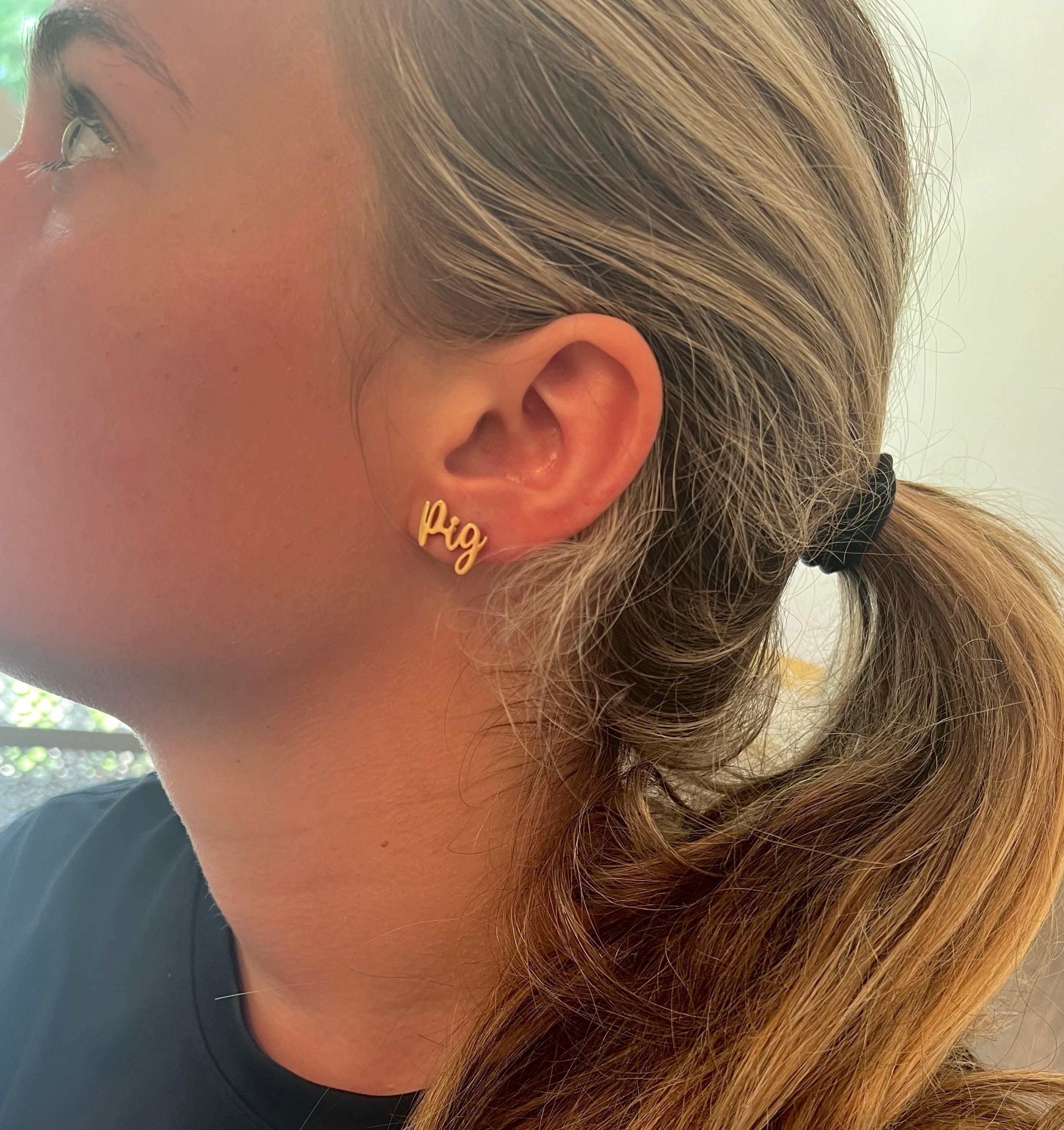 WOOO Pig! Wooo Pig Earrings Cute Arkansas Game Day Gold Stud Earrings Razorback Fans Hypoallergenic Arkansas Gift Arkansas Graduation Gift