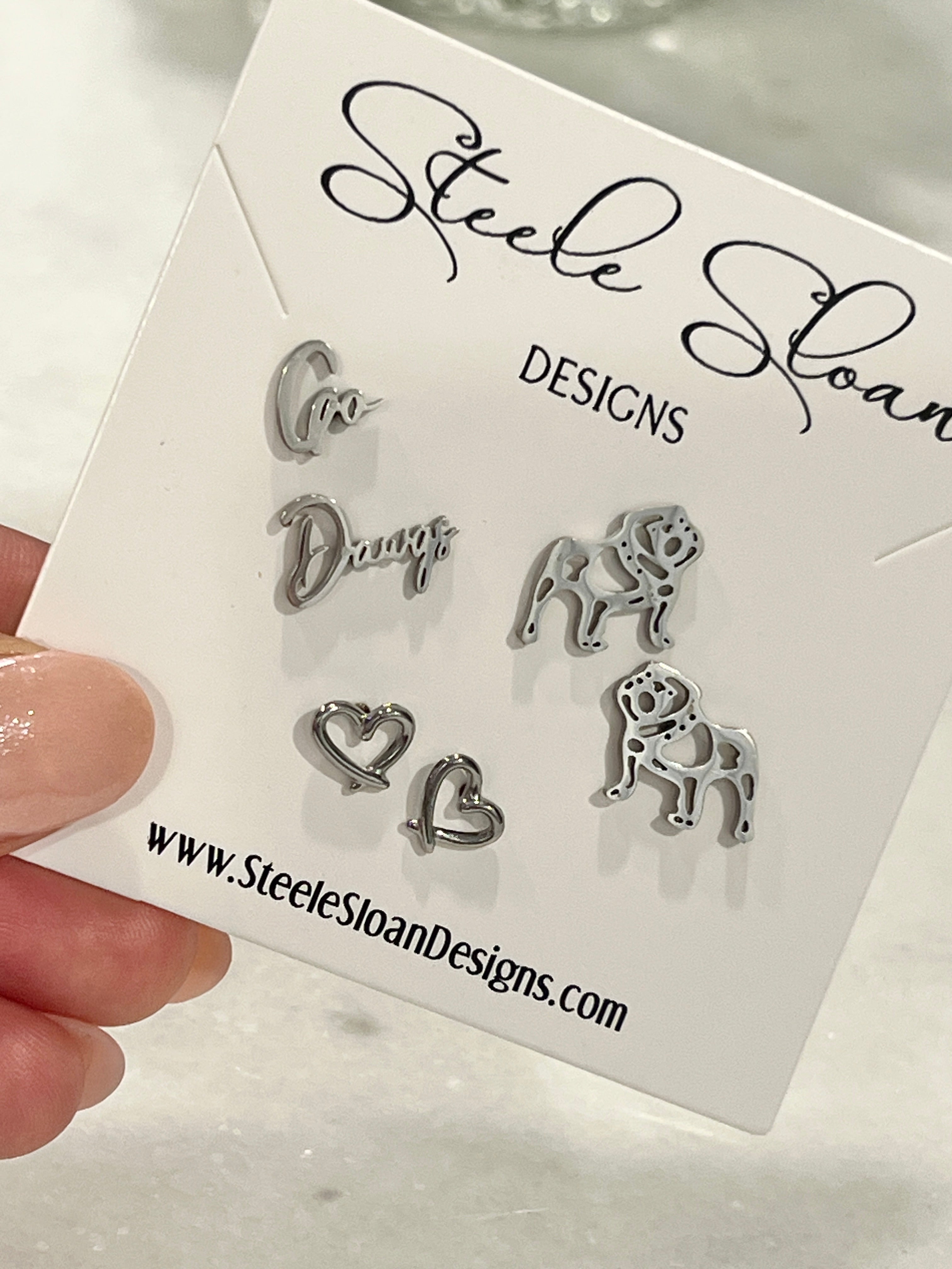 Bulldog Go Dawgs Gift Set Hypoallergenic Earrings Go Dawgs Bulldog GameDay