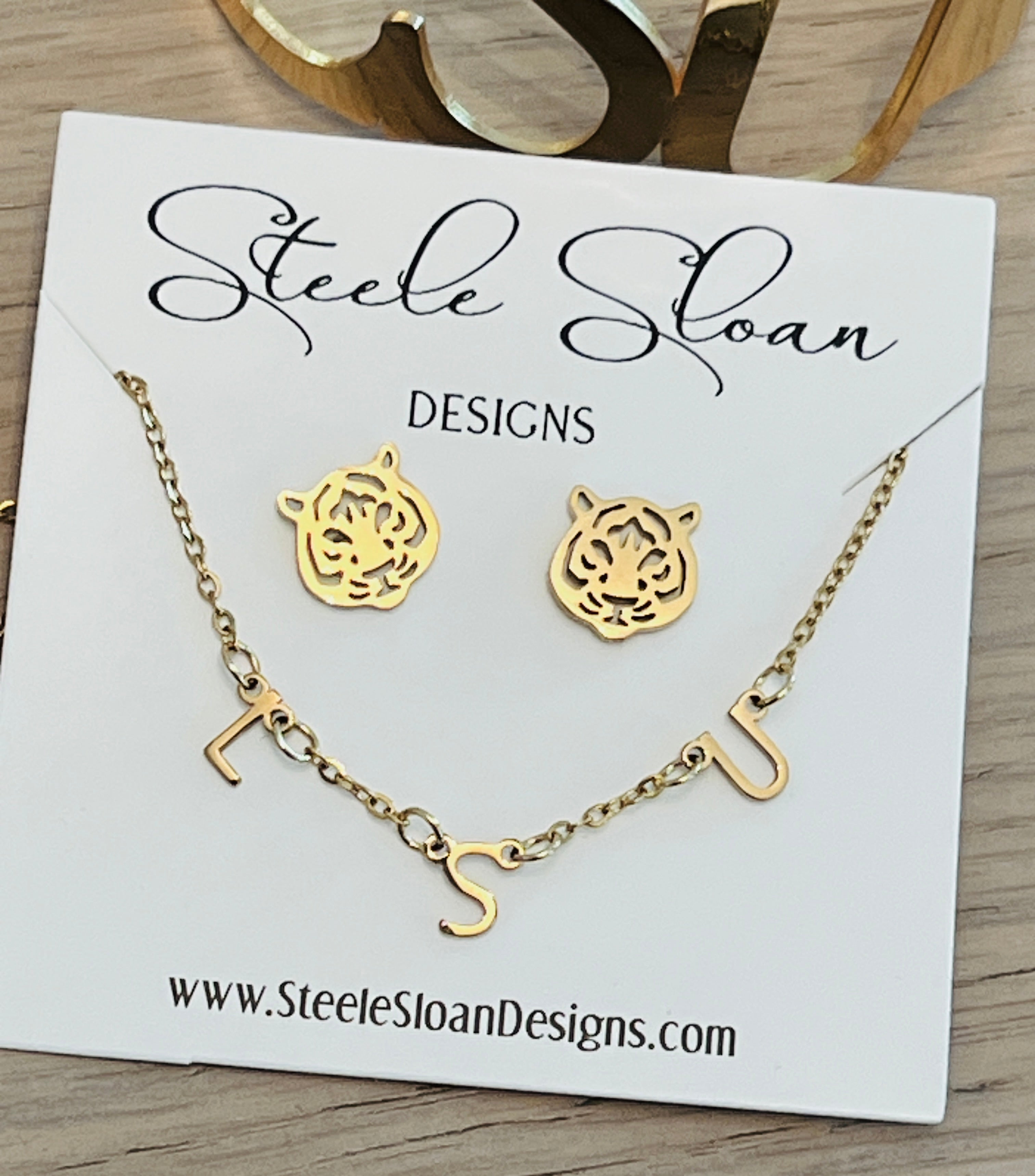 LSU Gift set LSU necklace and Tiger Earrings Adorable Gift for LSU Tigers Fans LSU Bound
