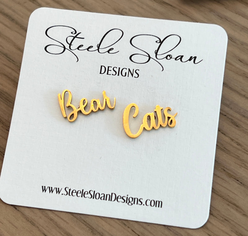 Bear Cats Earrings - cute earrings for Bear Cats Fans