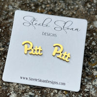 PITT Panthers Pitt Gift for Panthers Fan Pitt Earrings University of Pittsburgh Football Hypoallergenic Gold Stud Earrings