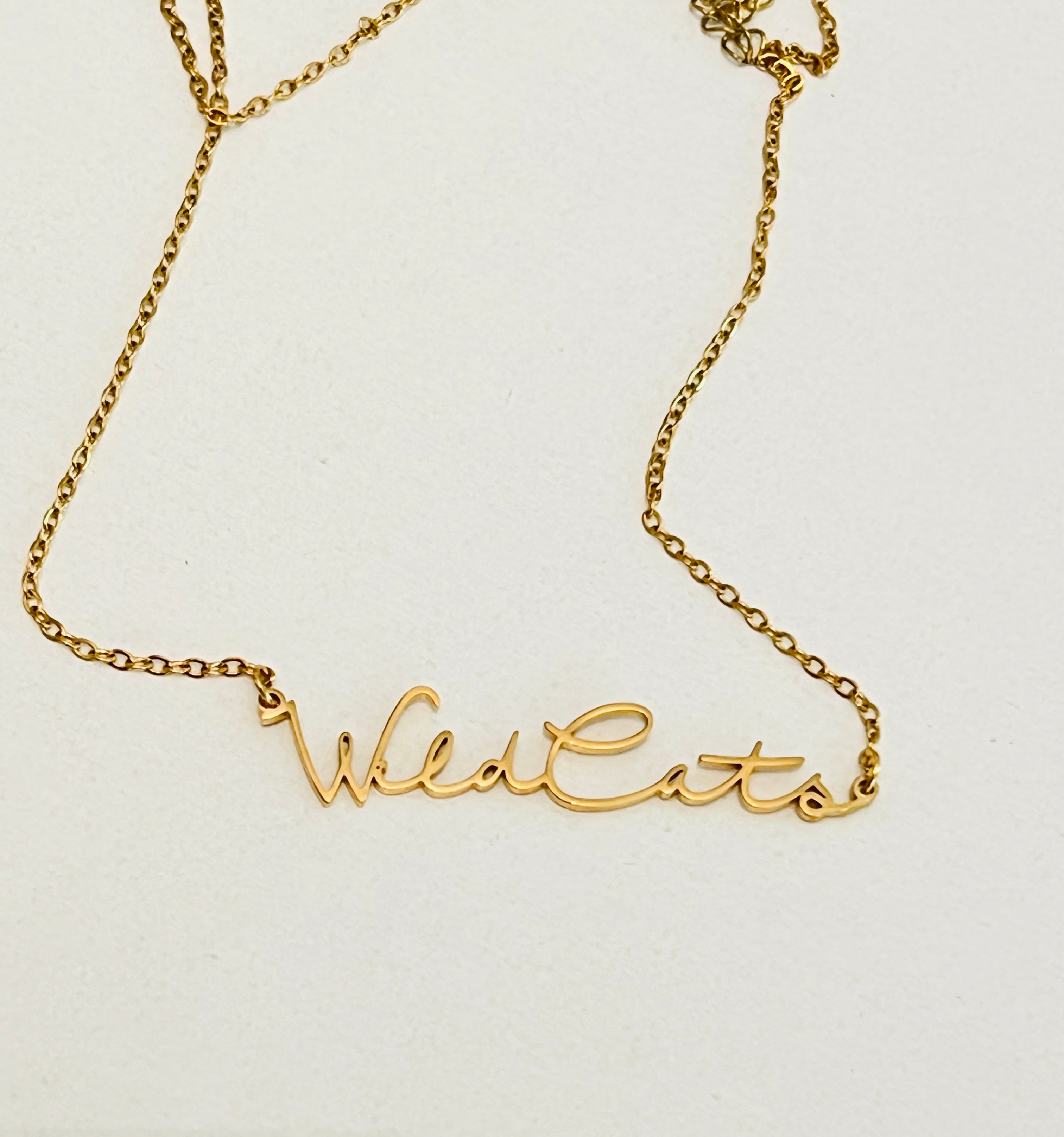 WildCats Game Day Necklace Gift for WildCats Fan Tarnish Resistant Hypoallergenic Stainless Steel WildCats Football