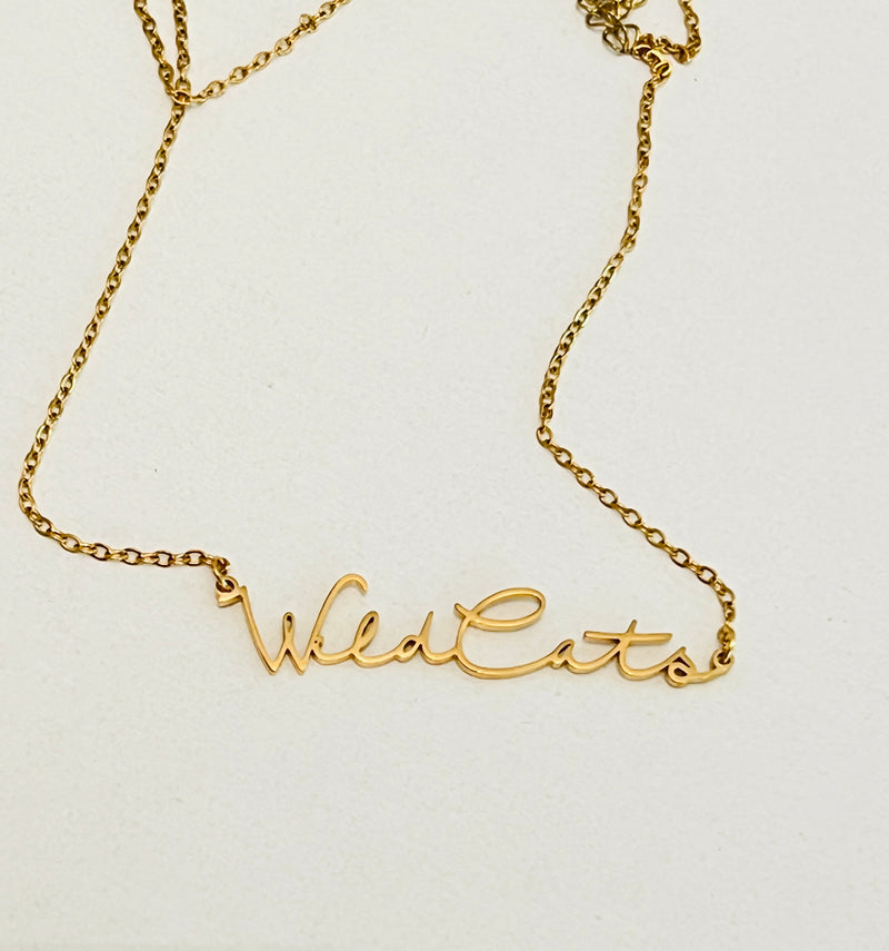 WildCats Game Day Necklace Gift for WildCats Fan Tarnish Resistant Hypoallergenic Stainless Steel WildCats Football