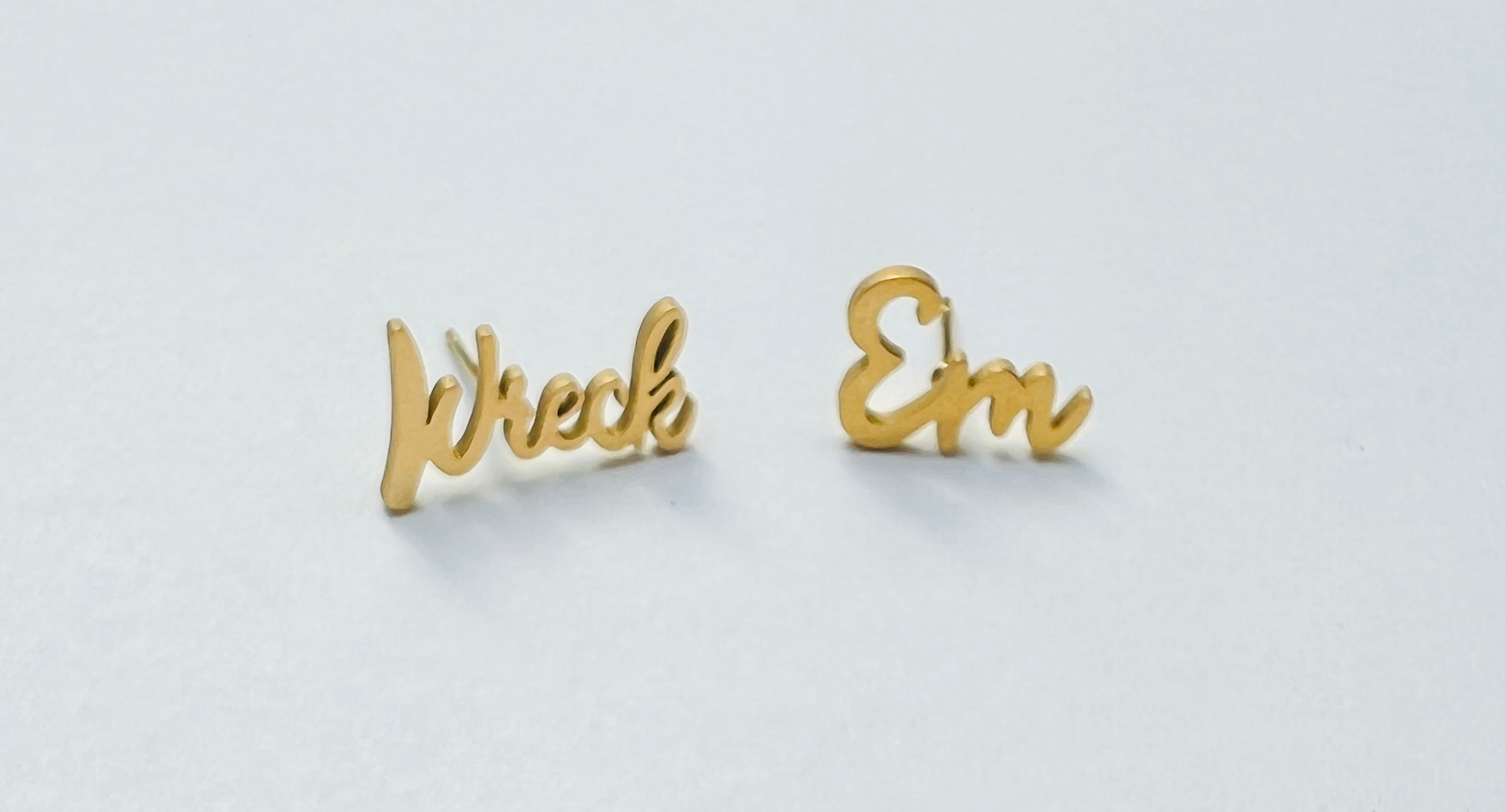 Wreck Em Texas Tech Red Raiders Hypoallergenic Gold Stud Earrings
