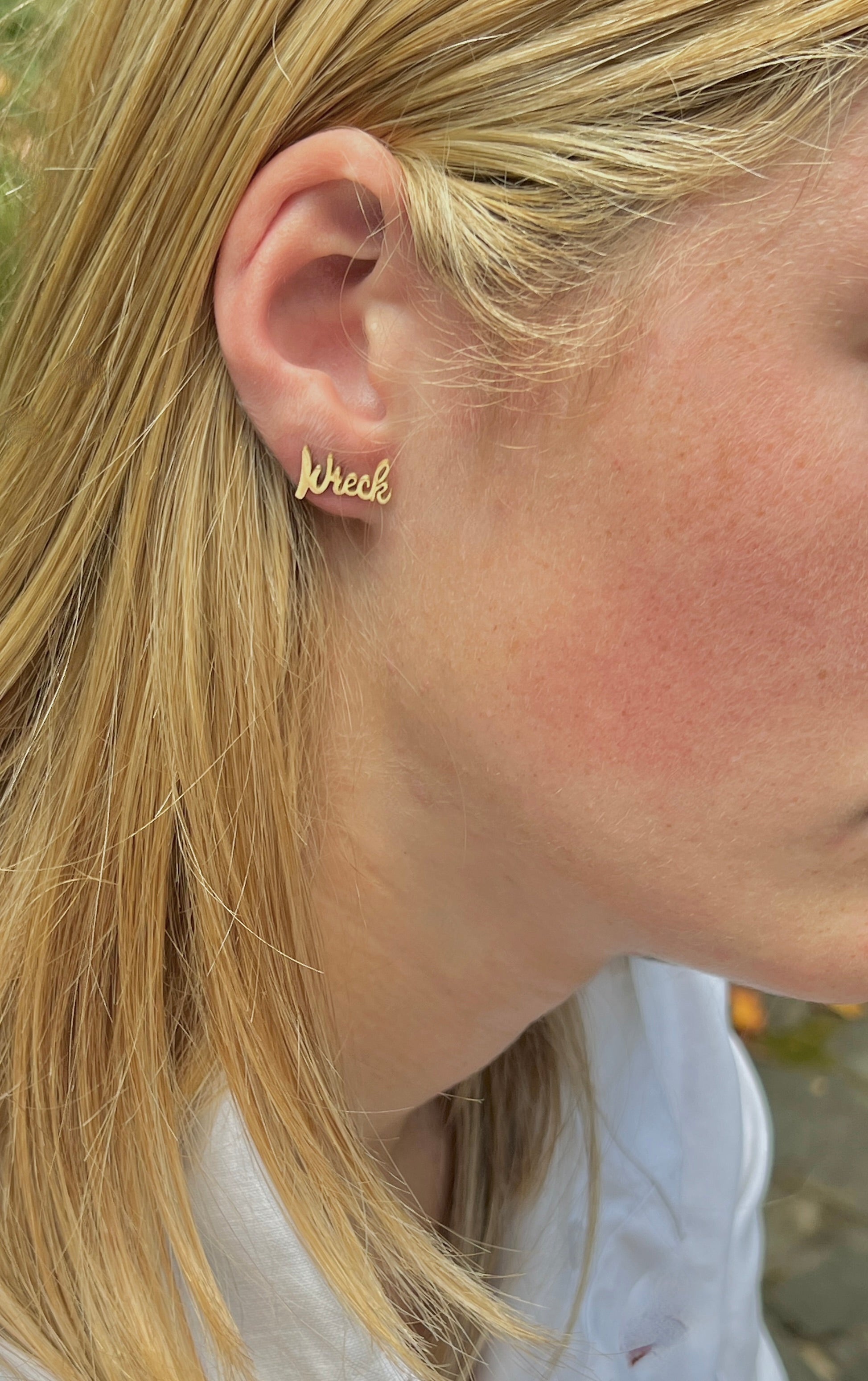 Wreck Em Texas Tech Red Raiders Hypoallergenic Gold Stud Earrings