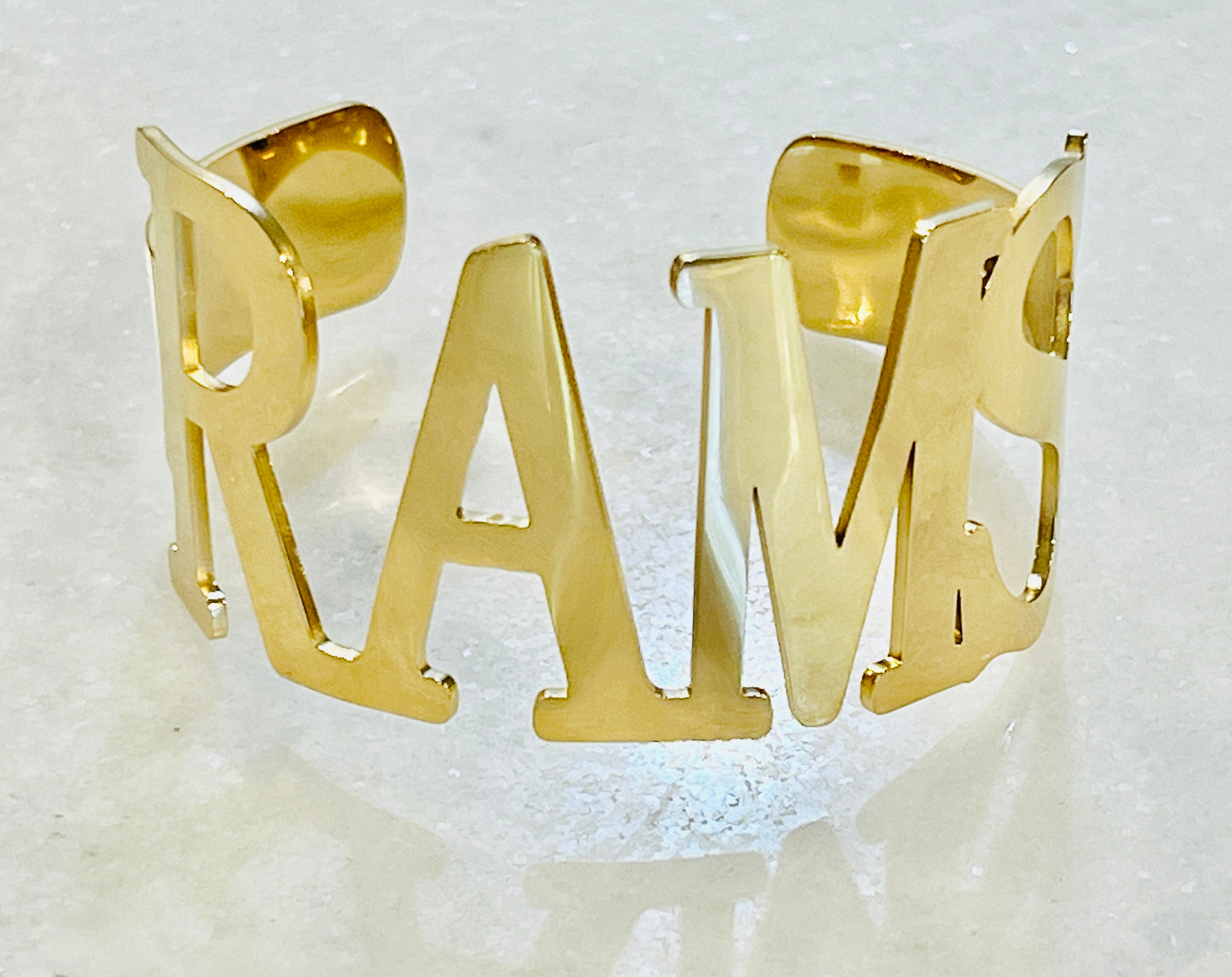 Gold Rams Cuff Bracelet – Non-Tarnish Stainless Steel Bangle
