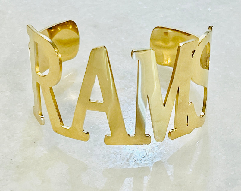 Gold Rams Cuff Bracelet – Non-Tarnish Stainless Steel Bangle