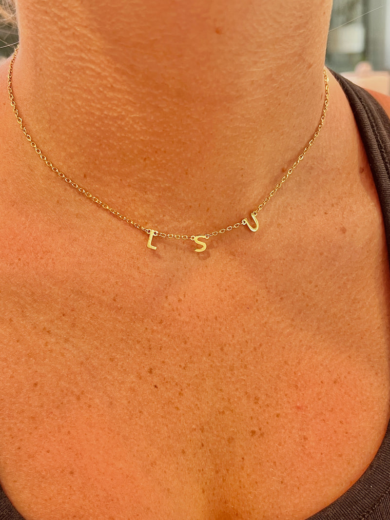 Louisiana State University Gift LSU Charm Necklace Gold LSU Necklace Layer Necklace perfect for Geaux Tiger Fans Tarnish Resistant
