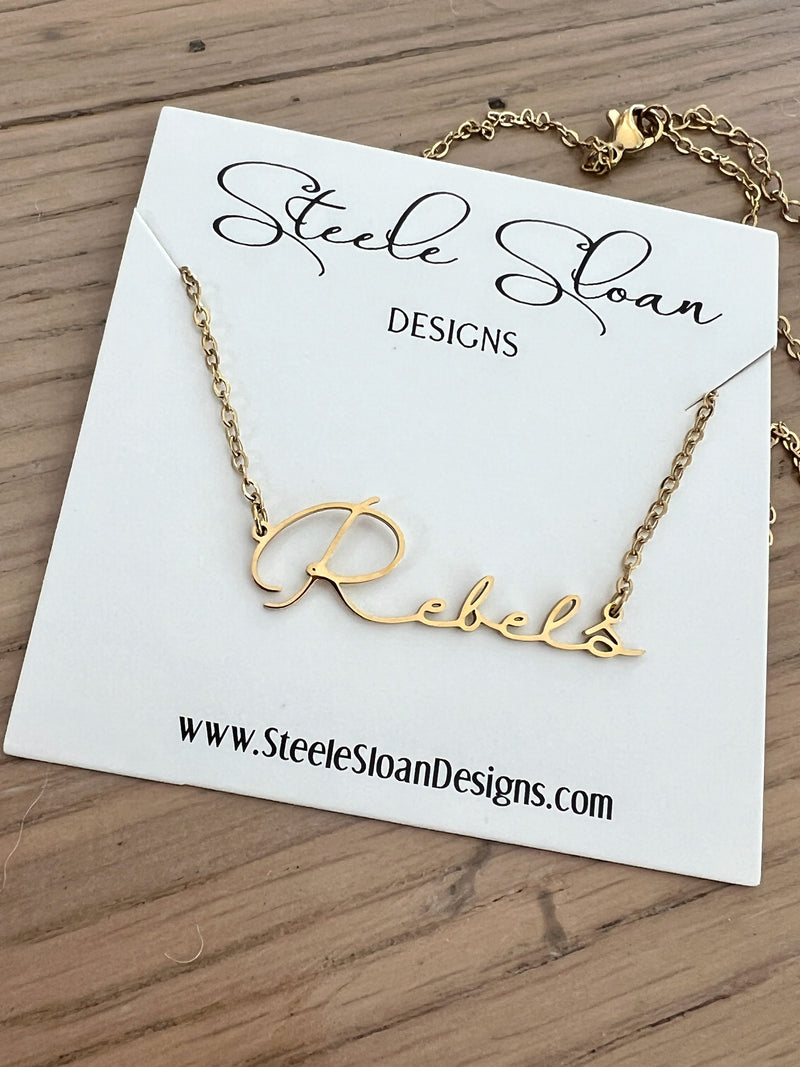 Ole Miss Rebels Gold Name Necklace Ole Miss Fan Gift Rebels