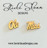 Ole Miss Gold Stud Earrings- SUPER CUTE! Great for Ole Miss GameDay, Ole Miss Gift, Hypoallergenic, Ole Miss Rebels, Officially Licensed, Ole Miss