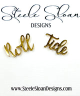 Roll Tide Gold Stud Earrings – Hypoallergenic Stainless Steel – Officially Licensed Alabama Football Jewelry – Perfect Bama Gift