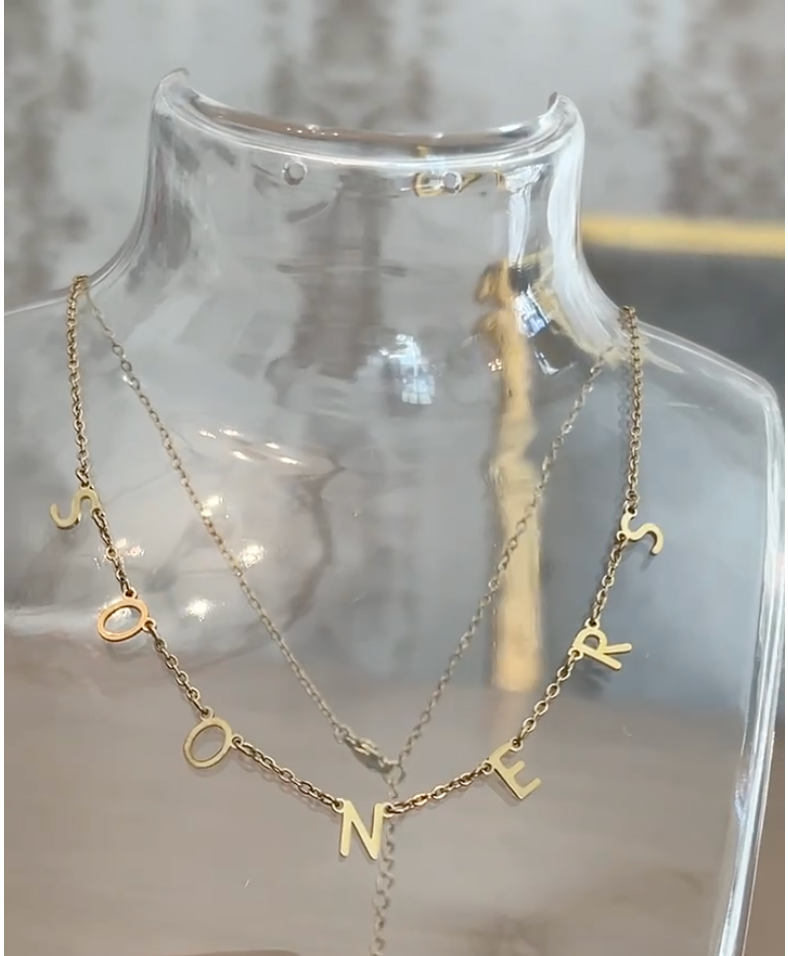 Oklahoma Sooners Necklace Sooners GameDay Spirit Gift Oklahoma Boomer Sooner Gift University of Oklahoma Bound Oklahoma Gameday