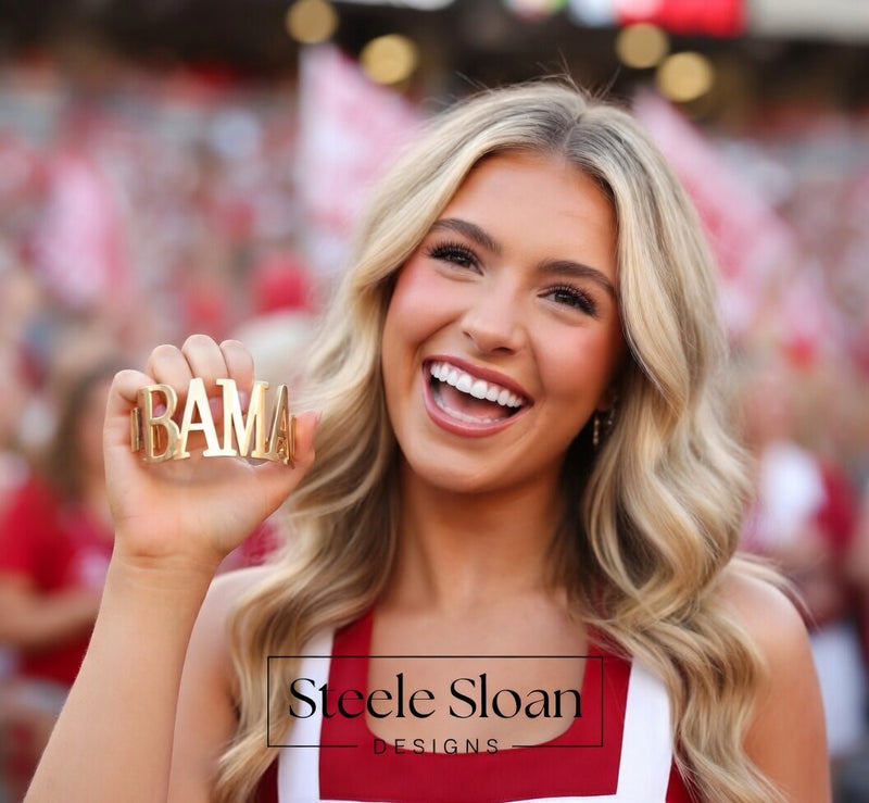 Alabama Bama Bangle Bracelets – Tarnish-Resistant Stainless Steel – Officially Licensed Roll Tide Jewelry