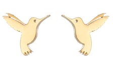 Hummingbird stud earrings, close-up of post and back