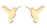 Hummingbird stud earrings, close-up of post and back