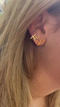 Tri Delta Sorority Gold Stud Earrings - Tri-Delt Sorority - PERFECT Bid Day Gift, Delta Delta Delta Officially Licensed