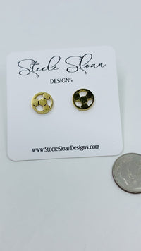Cute Soccer Ball Earrings - Soccer Player Gift, Soccer Coach Gift, Soccer Ball Gold Stud Earrings, Hypoallergenic gold stud earrings